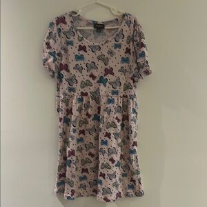 Blue and Red Puff Sleeve Casual Sundress